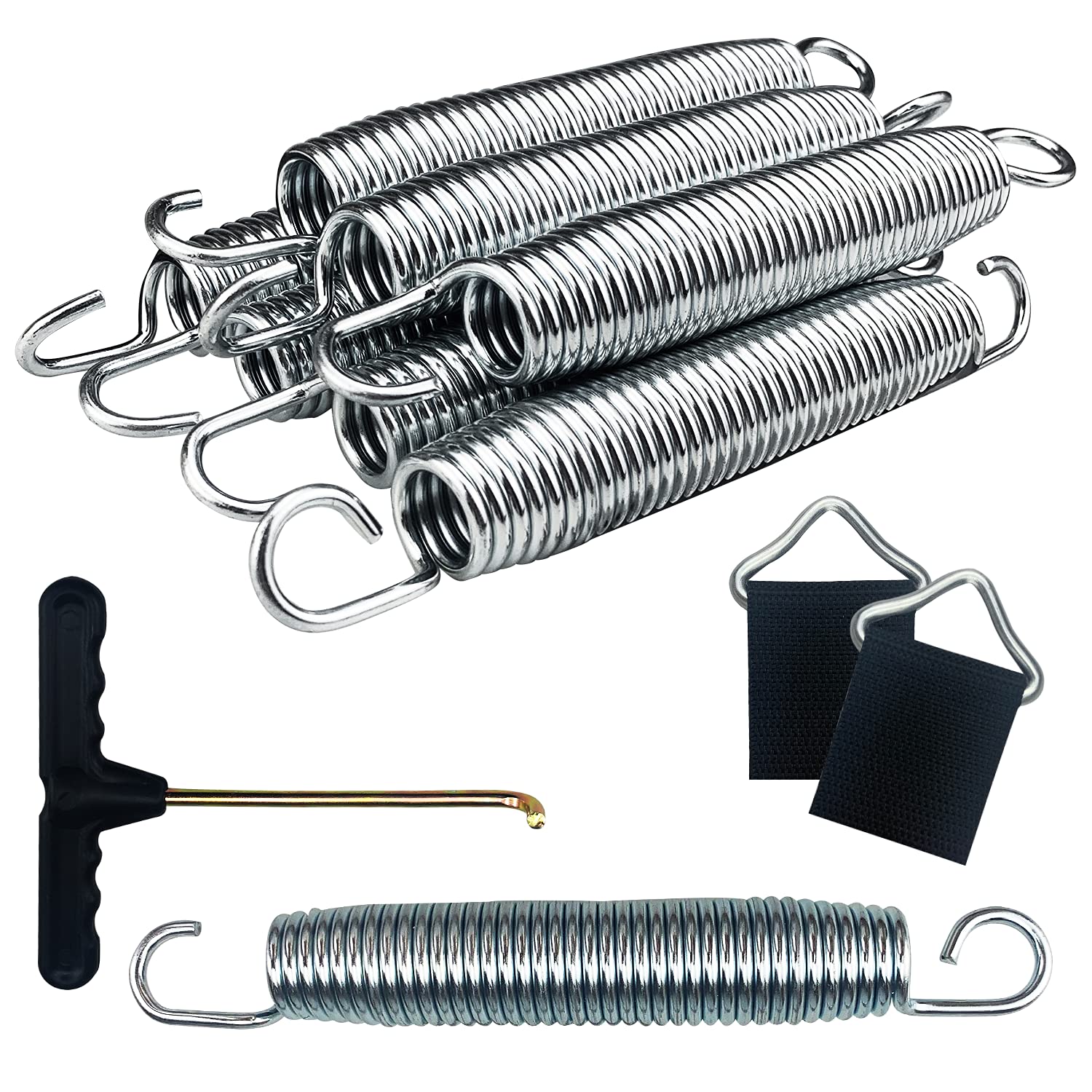 8Pcs 178mm(7Inch) Trampoline Springs Replacement for Trampoline,Galvanized Steel Heavy Duty Trampoline Spring with Trampoline Triangle Buckle and Trampoline Spring Tool,Trampoline Accessories
