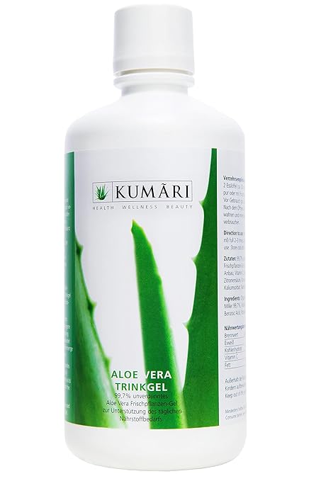 Natürliches Aloe Vera Trinkgel 99,7% rein und unverdünnt I Aloe Vera Gel zum Trinken 1 Liter I Nahrungsergänzungsmittel Drink