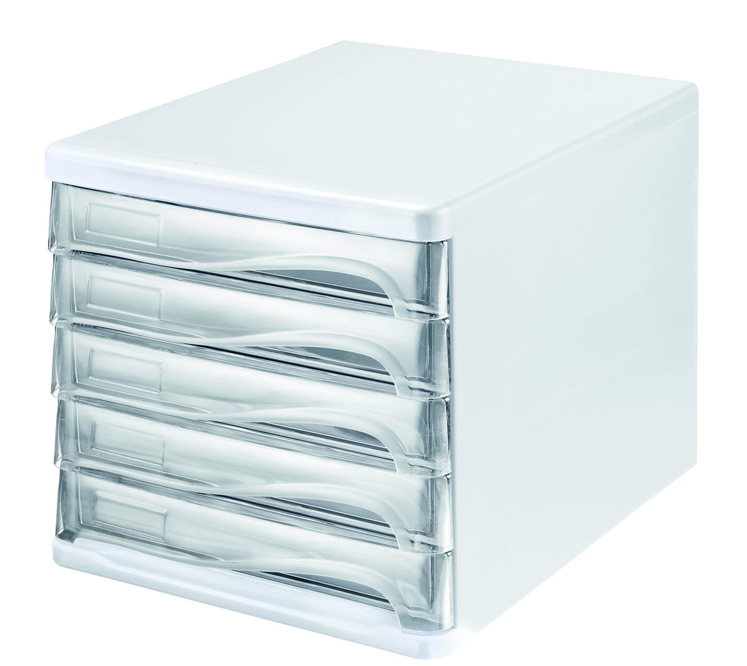 helit Drawer Box Closed Toe Economy A4 °C4 5 Drawers White/Transparent