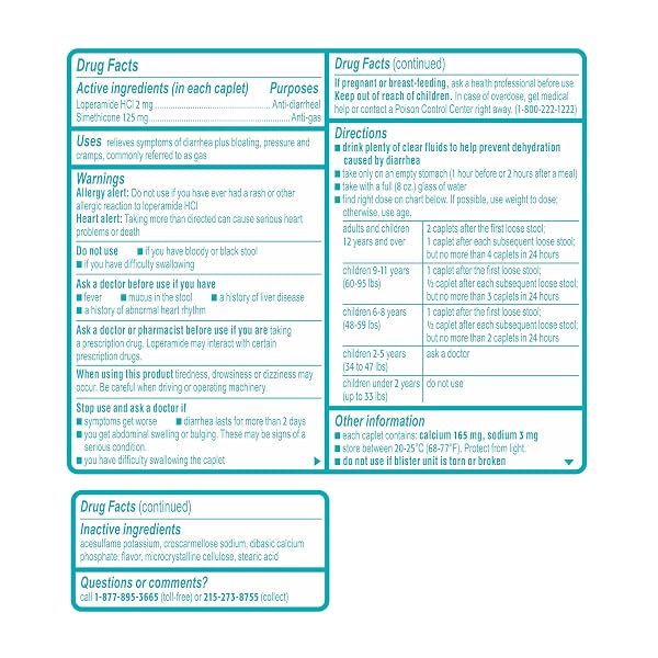 IMODIUM MULTI-SYMPTOM RELIEF CAPLETS WITH LOPERAMIDE HYDROCHLORIDE & SIMETHICONE, ANTI-DIARRHEAL MEDICINE FOR TREATMENT OF DIARRHEA, GAS, BLOATING, CRAMPS & PRESSURE, TRAVELER’S DIARRHEA, 24 CT