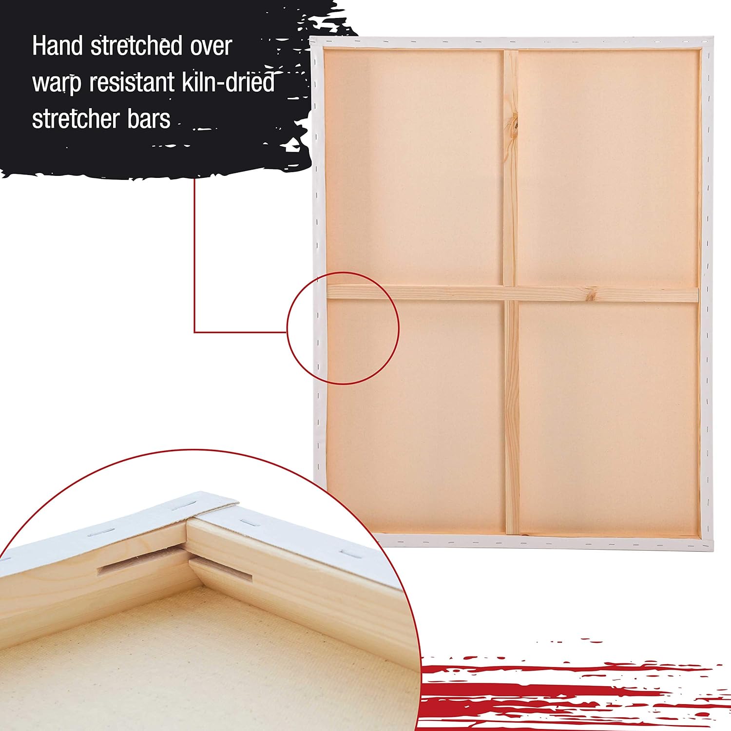 U.S. Art Supply 30" x 40" Gallery Depth 1-1/2" Profile Stretched Canvas 2-Pack - Acrylic Gesso Triple Primed 12-Ounce 100% Cotton Acid-Free Back Stapled Pouring Art