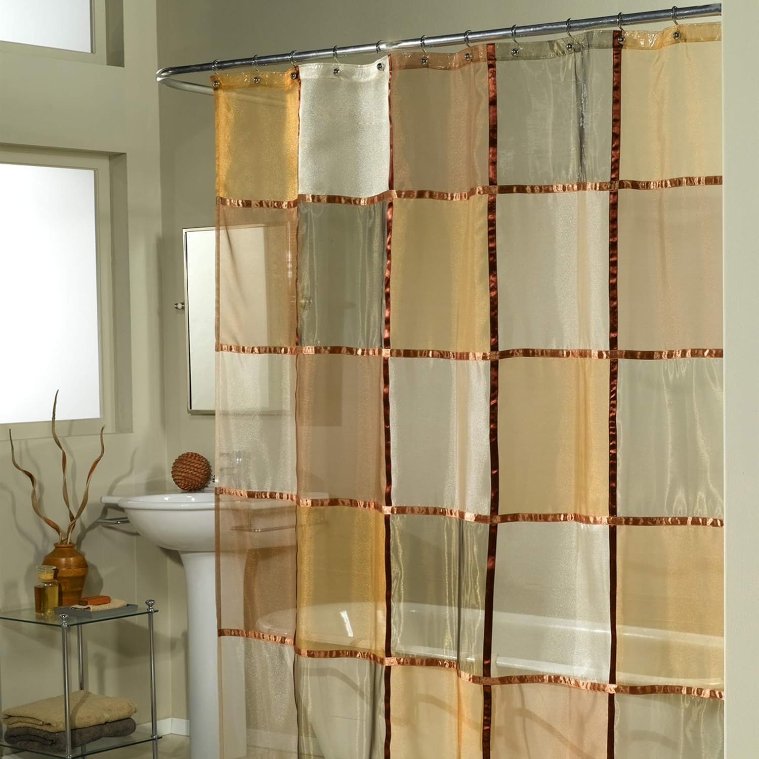 ExCell Home Fashions Mosaic Fabric Shower Curtain, Terracotta Amazon