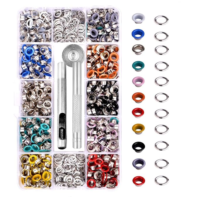 Metal Grommets Kit 3/16 inch 500Pcs MultiColor Metal