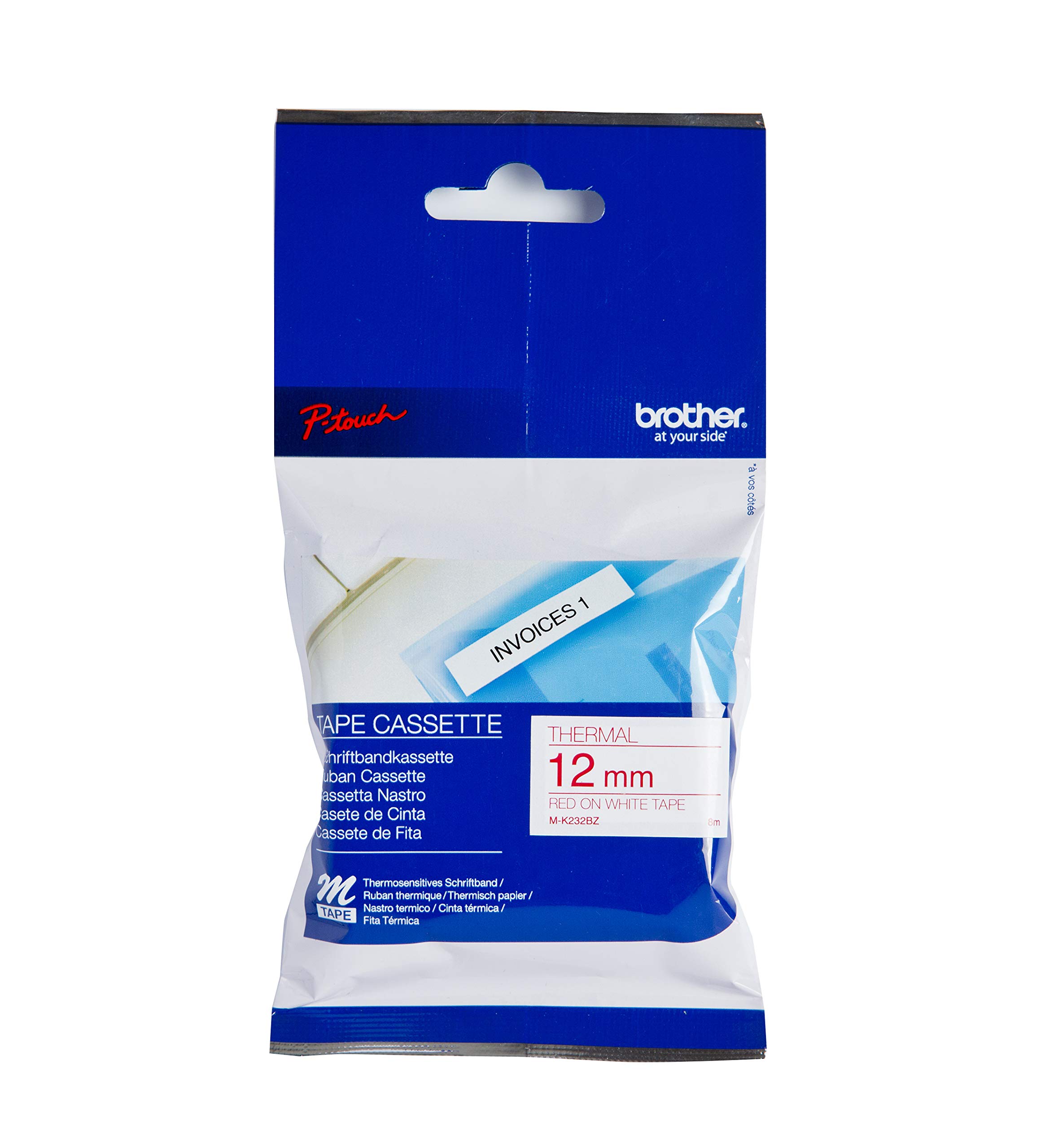 Brother M-K232BZ - Red on white - Roll (1.2 cm x 8 m) 1 cassette(s) non-laminated tape - for P-Touch PT-55, PT-65, PT-75, PT-85, PT-90, PT-BB4