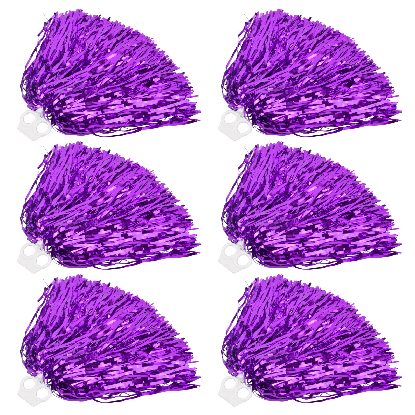 suchkawe 6 Pcs Cheerleading Pom Poms, Cheerleader Cheer Pom Poms Metallic Foil With Plastic Ring for Colleage Sports Team Football Basketball Cheers (Purple)