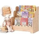 Kids Bookshelf Storage 3-Tier, Book Case for Kids Rooms, Scalloped Wooden Montessori Bookcase for Toddlers & Baby, Small Nursery & Classroom Book Shelves, Solid Wood Organizer