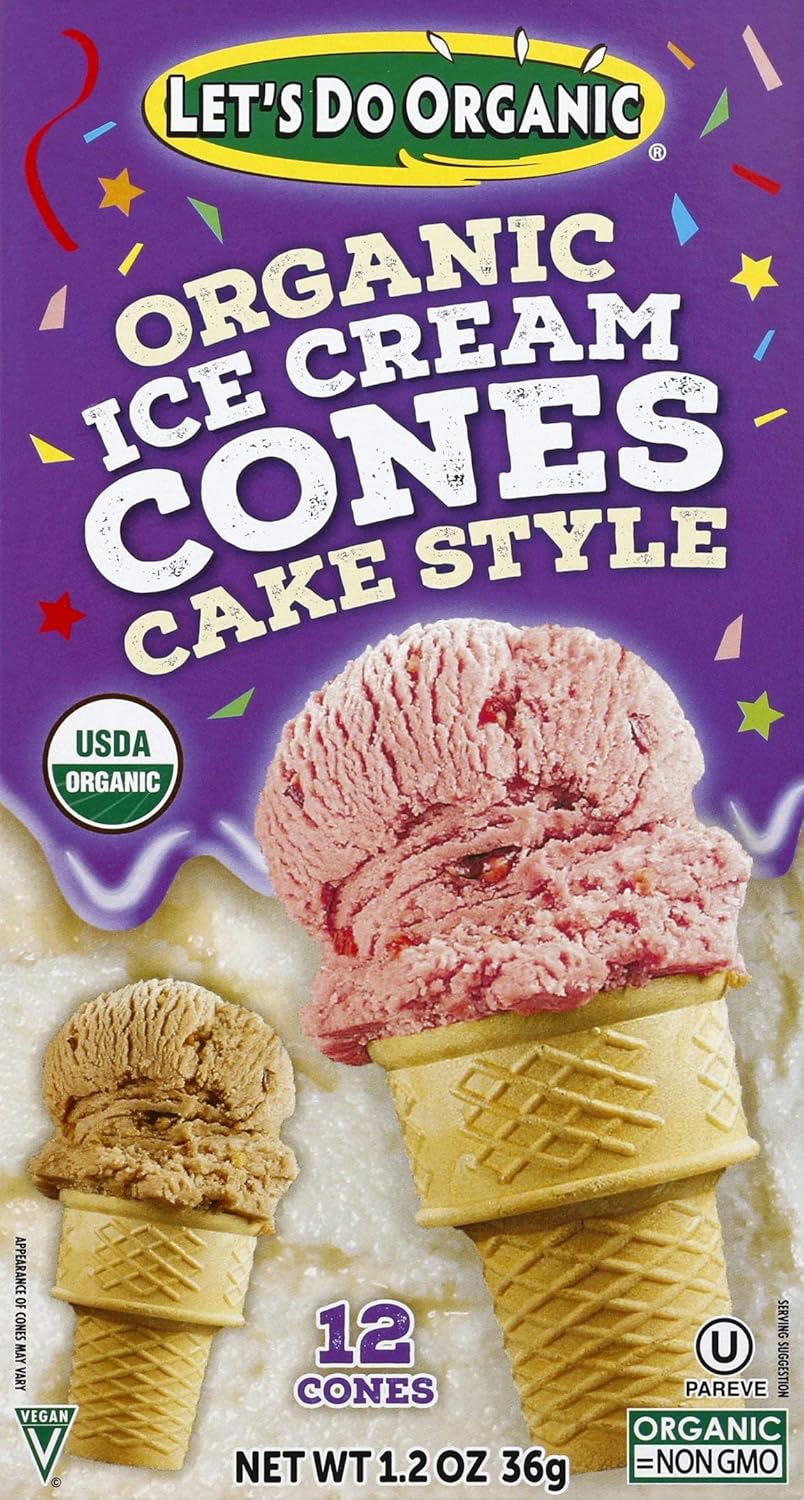 LETS DO Organic Ice Cream Cones 12 Count, 1.2 OZ