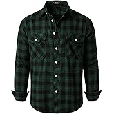 LucMatton Men's Flannel Shirt Casual Regular Fit Long Sleeve Button Down Plaid Shirt with Pocket