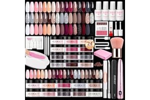 AZUREBEAUTY Dip Powder Nail Kit with Electric Nail Drill, 24 Colors Nude Pink Glitter Nail Powder Starter Kit with Dip Liquids Base Top Coat Activator Portable Manicure French Nail Art Essential Set