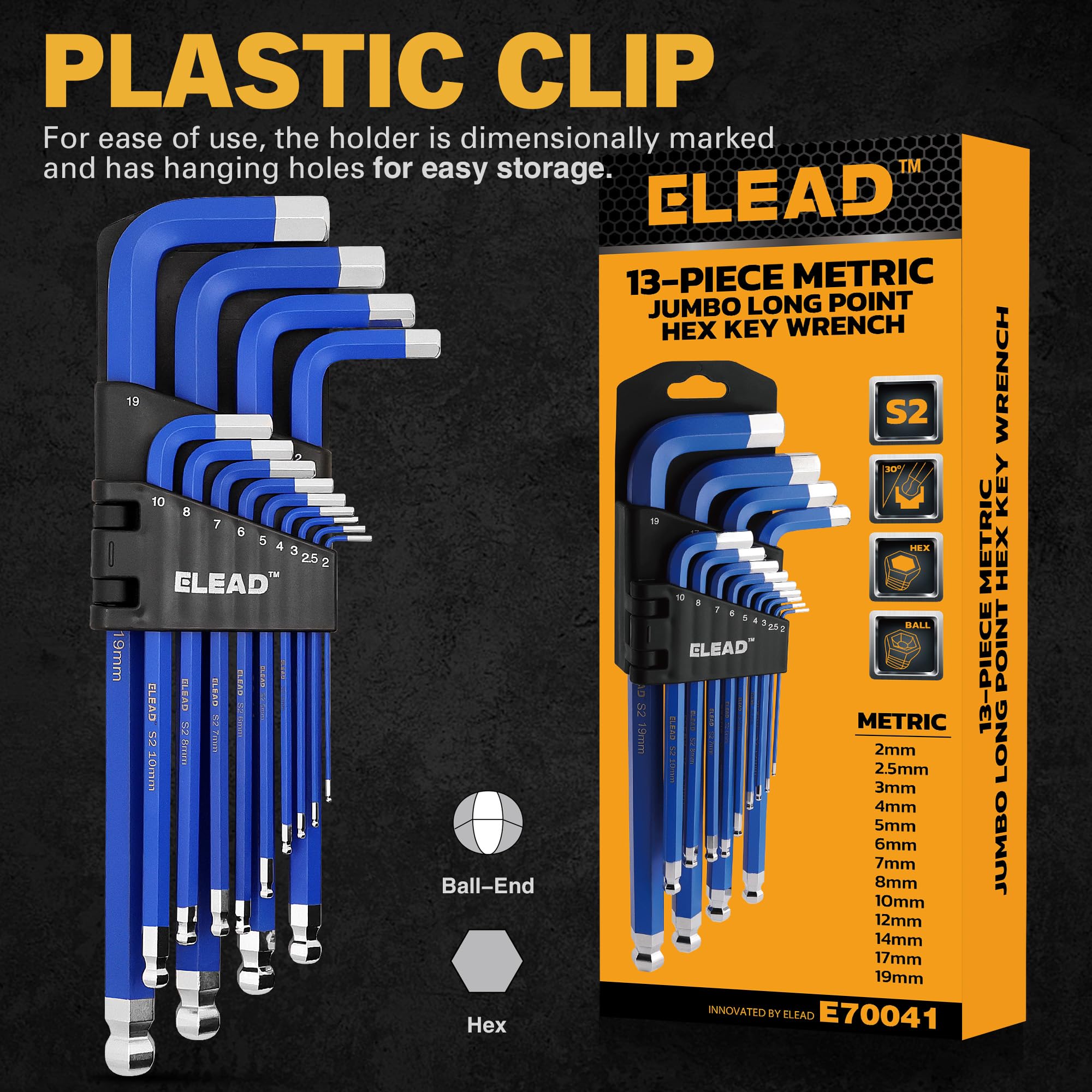 Mua ELEAD Jumbo Hex Key Allen Wrench Set | 13-Piece Metric 2-19mm ...