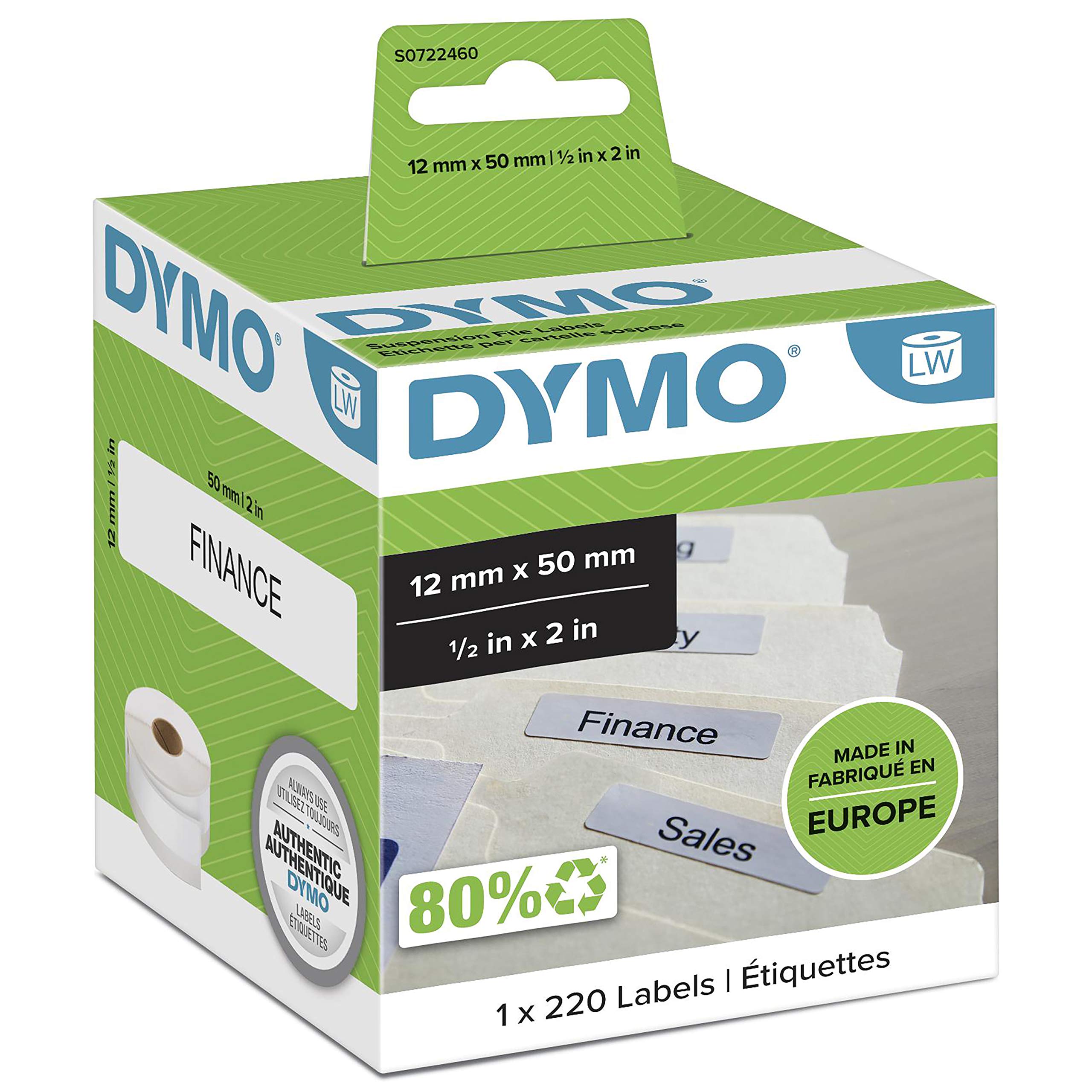 DYMO Authentic LabelWriter Suspension File Labels | 12mm x 50mm | Roll of 220 Easy-Peel Labels | Self-Adhesive | for LabelWriter Label Makers โ image 1