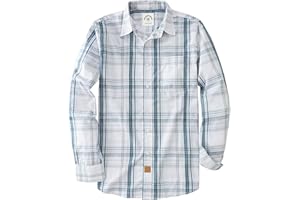 Dubinik® Mens Button Up Shirts Long Sleeve Casual Button Down Cotton Vintage Soft Plaid with Pocket