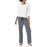 Amazon Essentials Women's Lightweight Flannel Pant and Long-Sleeve T-Shirt Sleep Set