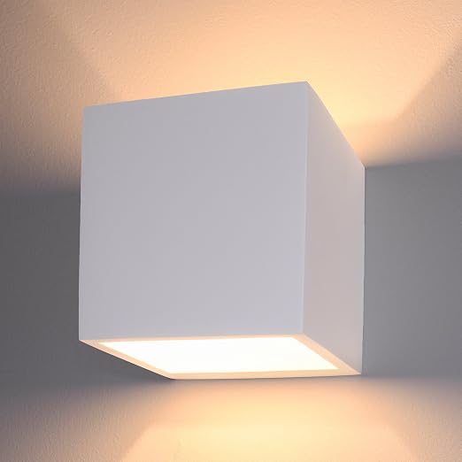 Led Wandleuchte Up And Down Eckig Aus Gips Uberstreichbar Warmweiss