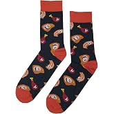 SockFly Happy Meat Dress Socks Funny Novelty Crazy Fun Design Men Size 8-12 Cotton Casual Crew Colorful Funky Fancy Socks Gift for Men