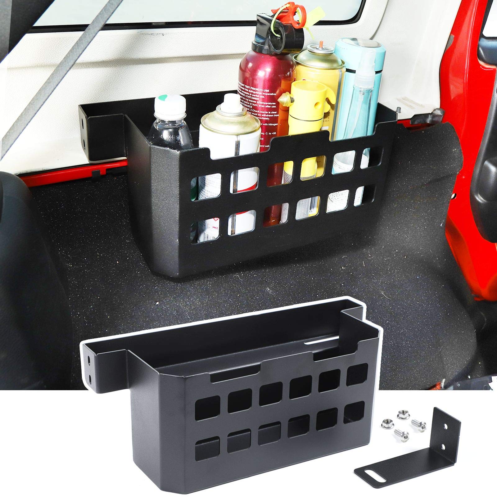 Photo 1 of Rear Molle Panel Trunk Side Cargo Rack Shelf Organizer Storage Tray Basket Metal Cargo Holder for 1997-2022 Jeep Wrangler TJ JK JL