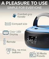 Grouptronics GTCDR-501 Small Portable CD Player with Speakers FM USB AUX IR view 3