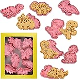 Dinosaur Cookie Cutters With Plunger Stampers Set,8 Piece 3D Dinosaur Embossing Cutters For Biscuit Fondant Cheese Baking