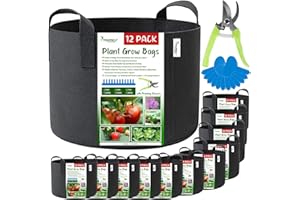 SYOURSELF Grow Bags 12 Pack 3 Gallon Grow Bags,300G Thickened Nonwoven Fabric Pots with Handles Potato Grow Bags Garden Bags 