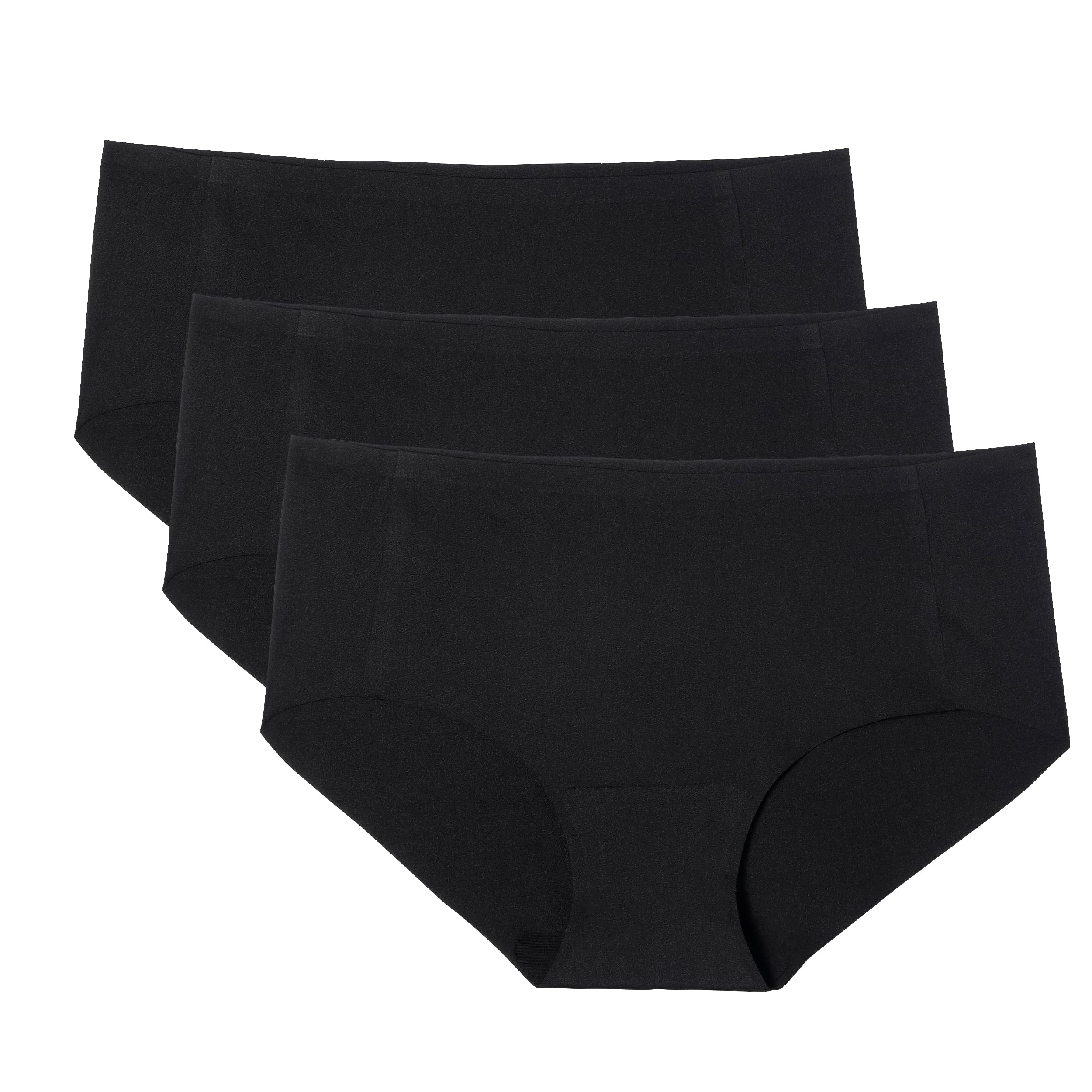 Photo 1 of WANDER Womens Seamless Underwear 3-Pack Pure Invisible Breathable Brief Ladies Stretch Hipster Panties?Black*3, Medium?
