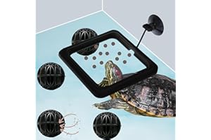 HOMEDY CRAFTS Turtle Feeding Ring for Fish Tank and 4pcs Nitrifying Balls Set, Float Fish Food Holder and Aquatic Toys for Turtles Tortoise Goldfish Guppy Koi Puffer, Aquatic Turtle Tank Accessories (Black Square)