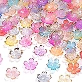 Alpinleux 100 Pcs Blossom Acrylic Flower Beads, 5-Petal Flower Beads for Jewelry Making, Gold-Plated Cherry Blossom Beads, Flowers Bead for Crafts, Bracelets (Multiple Colors)