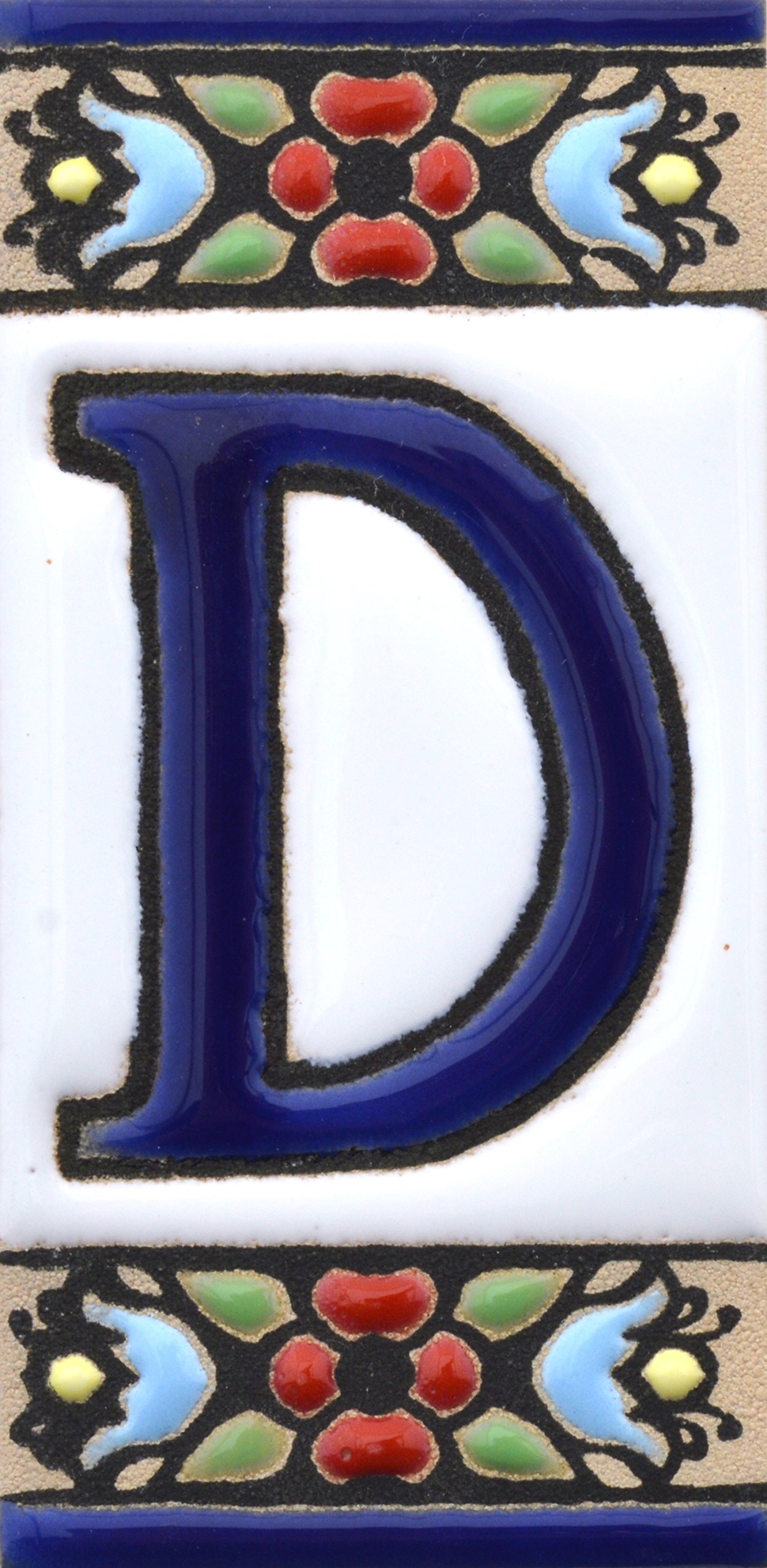 House letters 3 inch. Handpainted house letter tiles for signs, addresses and names. Address numbers for houses. House address numbers and letters. Design Design FLORES MINI 2,87" x 1,38" (LETTER D)