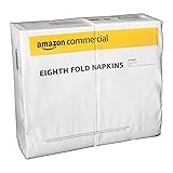 AmazonCommercial 2-Ply White Premium Eighth Fold Napkins|Bulk|Disposable Paper Napkins|Dinner Napkins|FSC Certified |100 Napk