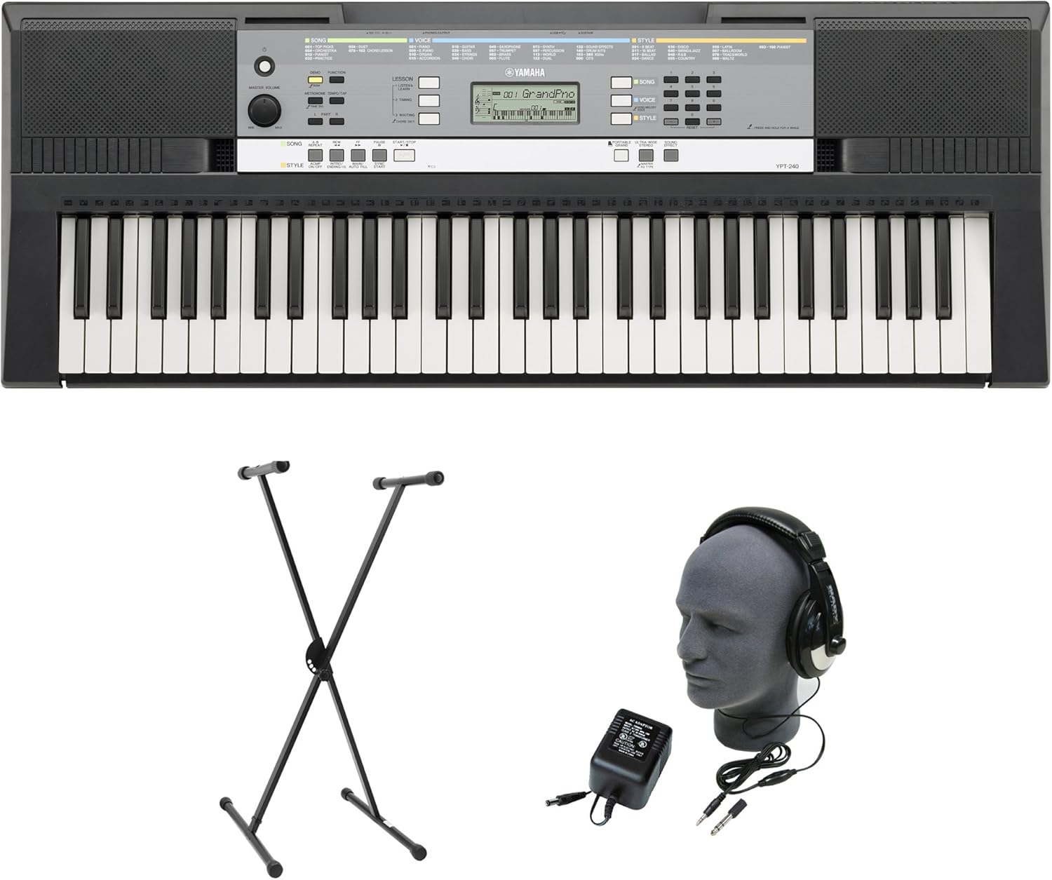Yamaha YPT240 61Key Premium Keyboard Pack with Headphones, Power