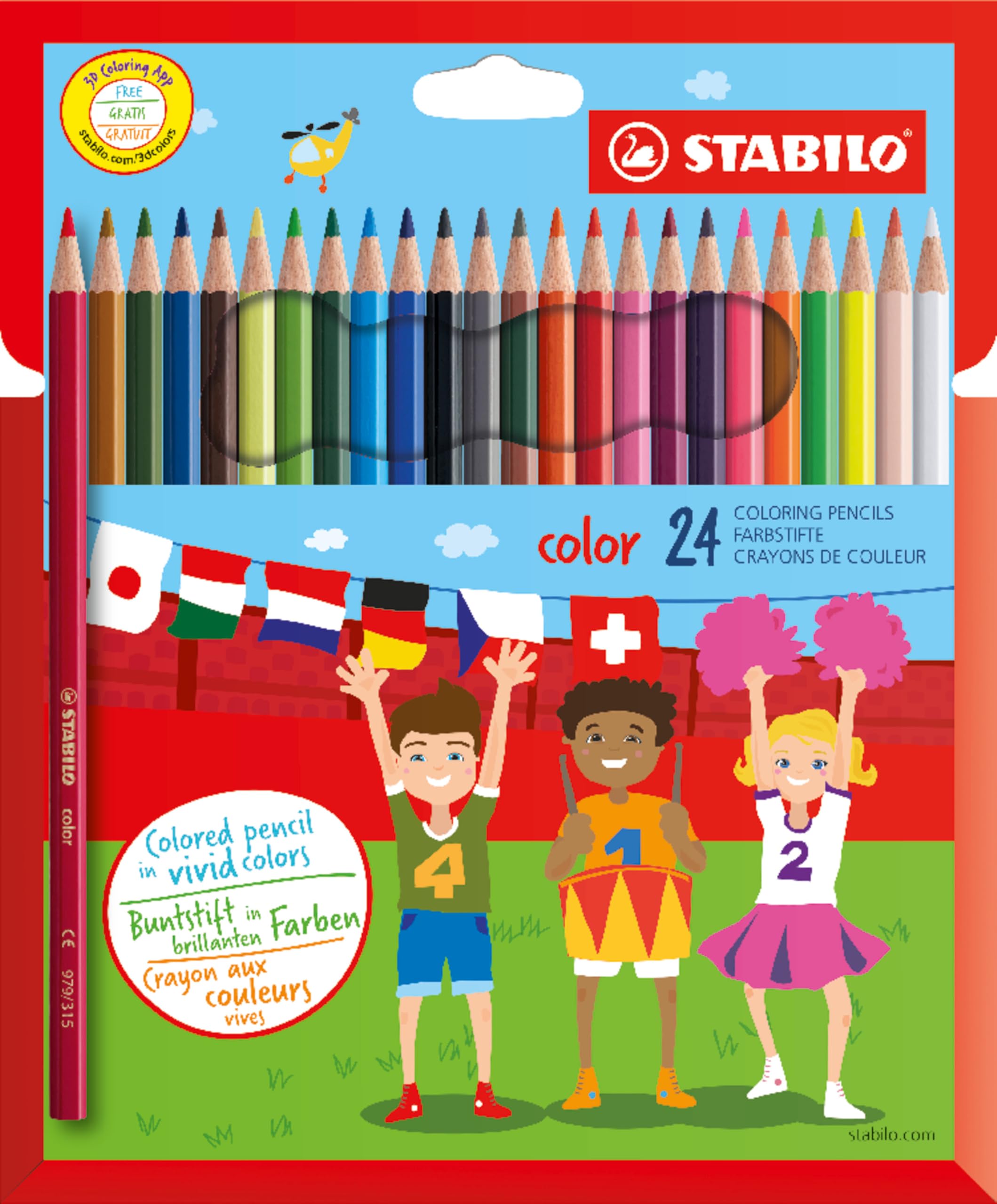 STABILO Colouring Pencil color - Wallet of 24 - Assorted Colours Incl 4 Neon