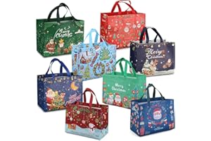 PARSUP Christmas Gift Bags, Multifunctional Non-Woven Tote Treat Christmas Bags with Handles for Gifts Wrapping Shopping, Xmas Party Supplies