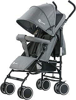 Clamaro 'Balu' superleichter Kinderwagen kompakt Buggy (6,5 kg) mit Liegefunktion, klein zusammenklappbar, Rückenlehne stufenlos verstellbar bis Liegeposition - grau leinen