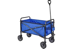 鶹 Basics Collapsible Folding Heavy Duty Utility Wagon for Outdoor Sports, 120.2 kg Weight Capacity, Camping, Garden, and