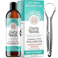 GuruNanda Oil Pulling (8 Fl.Oz) with Coconut Oil and Peppermint Oil for Oral Health, Healthy Teeth and Gums, Mouthwash Alcoho