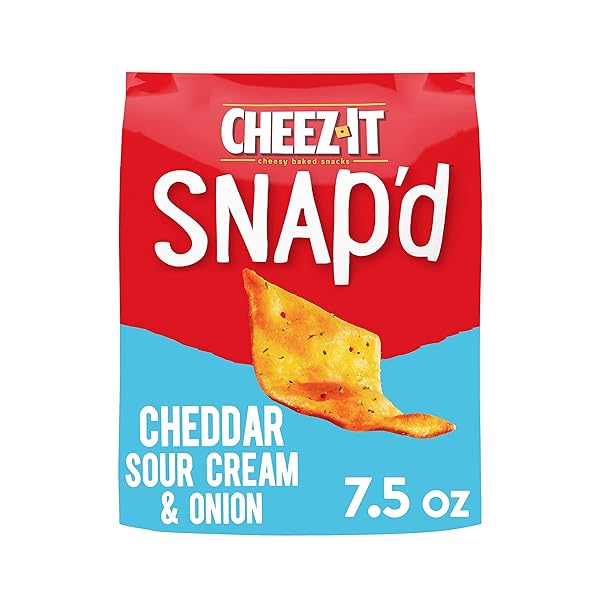 CHEEZ-IT SNAP’D, CHEESY BAKED SNACKS, CHEDDAR SOUR CREAM AND ONION, 7.5OZ BAG
