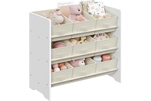 SONGMICS Toy Organizer, Kid Toy Shelf with 9 Non-Woven Fabric Boxes, for Children's Room and Playroom, Spacious, 11.6 x 24.6 
