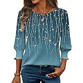 Zeagoo 3/4 Length Sleeve Blouse Pleated Tops Tunics for Women Dressy Shirt Business Casual