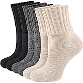 Niorasen Thermal Socks for Women, 3 Pairs Warm Thick Full Cushioned Knit Winter Crew Wool Boot Socks, Cozy Gift