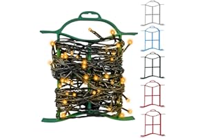 EDSRDUS Set of 6 Light & Cord Wind Up Christmas Light Storage, Strong & Hangable, for Organizing Christmas Lights & Electric Cords, Each Holds Up to 98 ft (2 Red 2 Green Grey Blue, 7inch x 8inch)