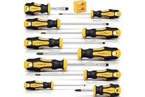 HORUSDY 11-Pieces Magnetic Screw driver, Magnetic 5 Phillips and 5 Flat Head Tips for Fastening and Loosening Seized