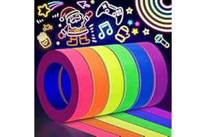 Ealyder Tape 6 Colors Neon Gaffers Cloth Tape - 0.6 inch x 16.5 feet, Fluorescent Colors UV Blacklight Glow in The Dark Tape for UV Party, Marking, No Residue 6 Pack