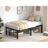 QEROMY Twin XL Bed Frames - 18 in Sturdy Platform Bed Frame Twin XL, Heavy Duty Metal Bed Frame No Box Spring Needed, Quick & Easy Assembly, No Noise, Black