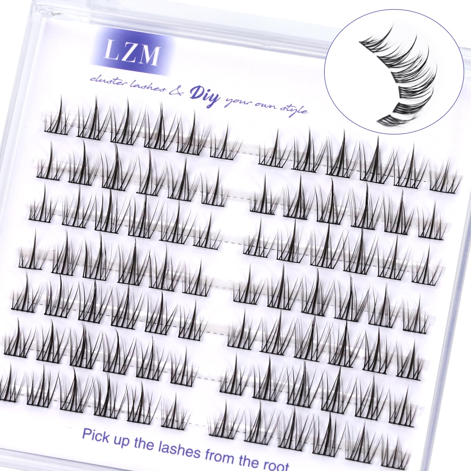LZM Cluster Lashes Individual Eyelashes C Curl Individual Natural Reusable Lash Clusters Thin Band Natural Eyelashes (z01)
