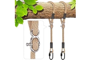 BeneLabel Tree Swing Ropes, Hammock Tree Swings Hanging Straps, Adjustable Extendable, for Outdoor Swings Hammock Playground Set Accessories, 5ft(60"), 2 Pack, Raw White