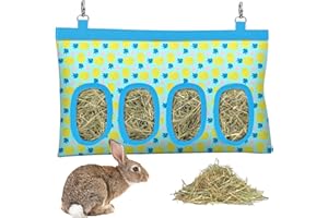 SKYJORMY Rabbit Hay Feeder, Bunny Hay Bag for Rabbits,Rabbit Feeder Fabric Bag Feeder Storage Bag,4 Holes 600D Oxford Cloth Fabric Hanging Hay Feeder Bag for Small Animal,Hay Guinea Pig(Pineapple)