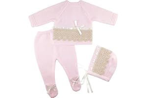 Escalett Layette Newborn Baby Knitted Clothes Set, Coming Home Infant Knit Outfit for Boys and Girls