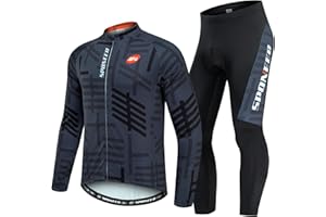 sponeed Cycling Clothes for Men Long Sleeve Mountain Bike Road Bicycle Shirt Jerseys Padded Pants Biking Outfits