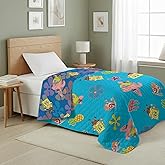 Northwest Nickelodeon Spongebob Tropical Waltz Quilted Throw Blanket, Beach-Themed Bikini Bottom Print, for Adults Boys Girls Bed, Couch, 60 x 80 Inches