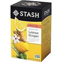 Stash Tea Lemon Ginger Herbal Tea - Naturally Caffeine Free, Non-GMO Project Verified Premium Tea with No Artificial Ingredie