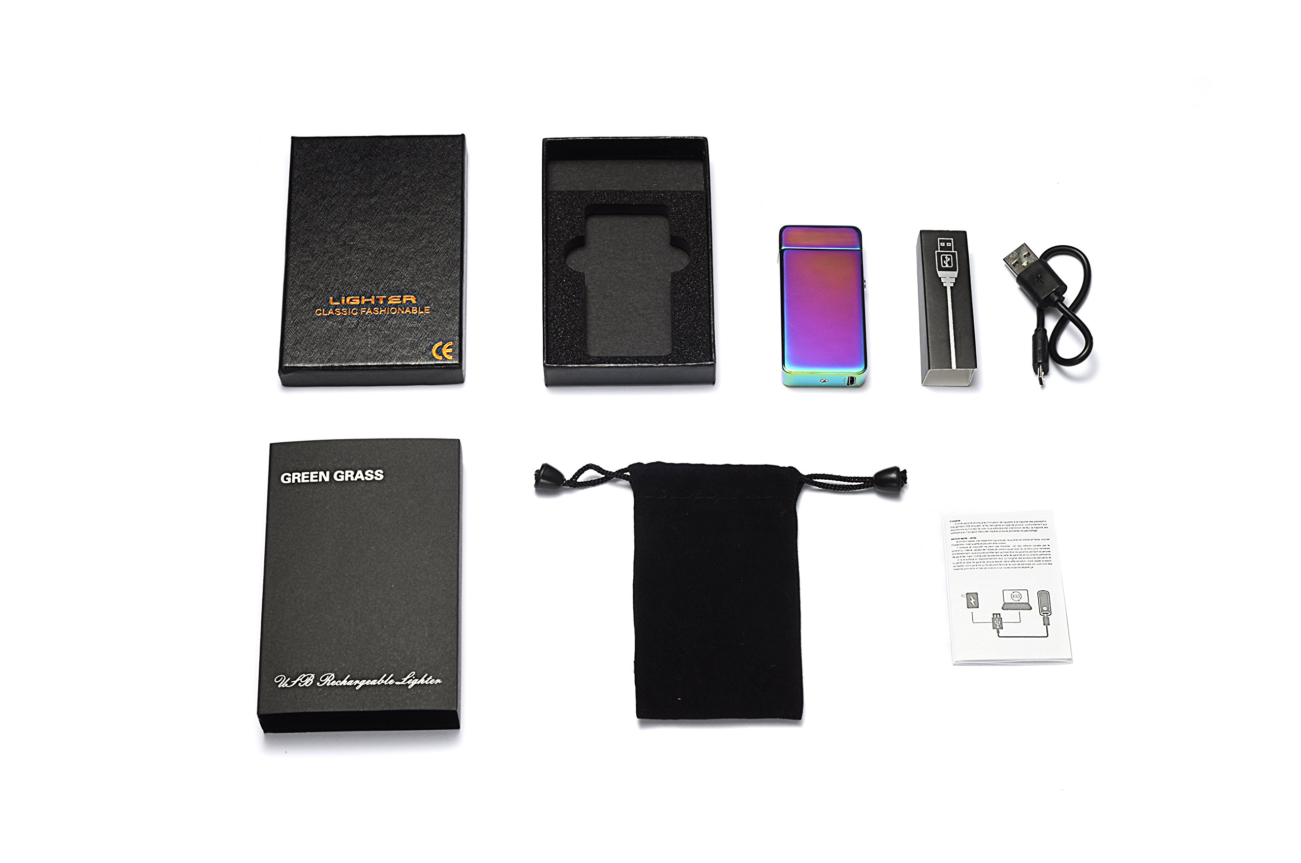 Electric Lighter,USB Lighter Gift Matal Body Double Electronic Arc Cigarette Lighter Outdaoor Windproof No Gas